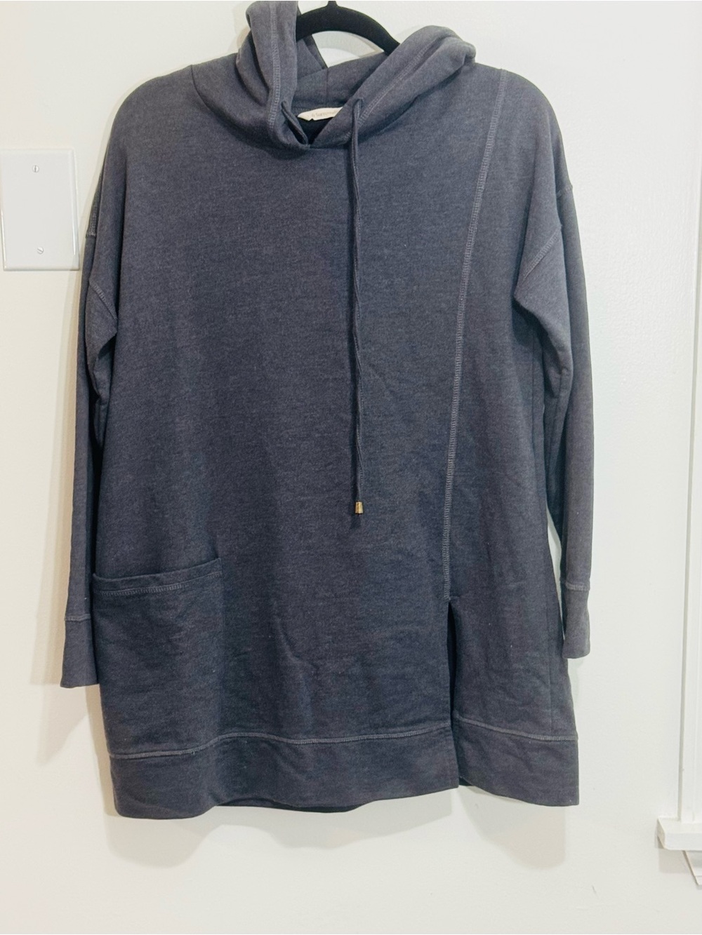 Soft Surroundings Women’s Medium Charcoal  Hoodie Tunic Sweatshirt One Pocket